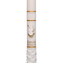 Świeca z białymi różyczkami