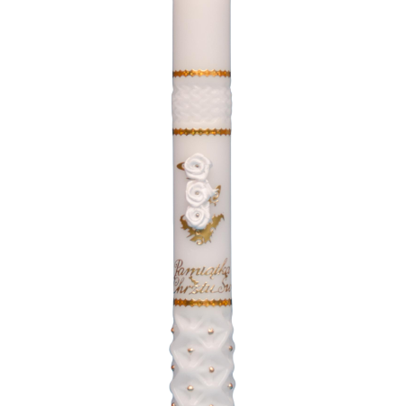 Świeca z białymi różyczkami