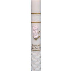 Świeca z różowymi różyczkami