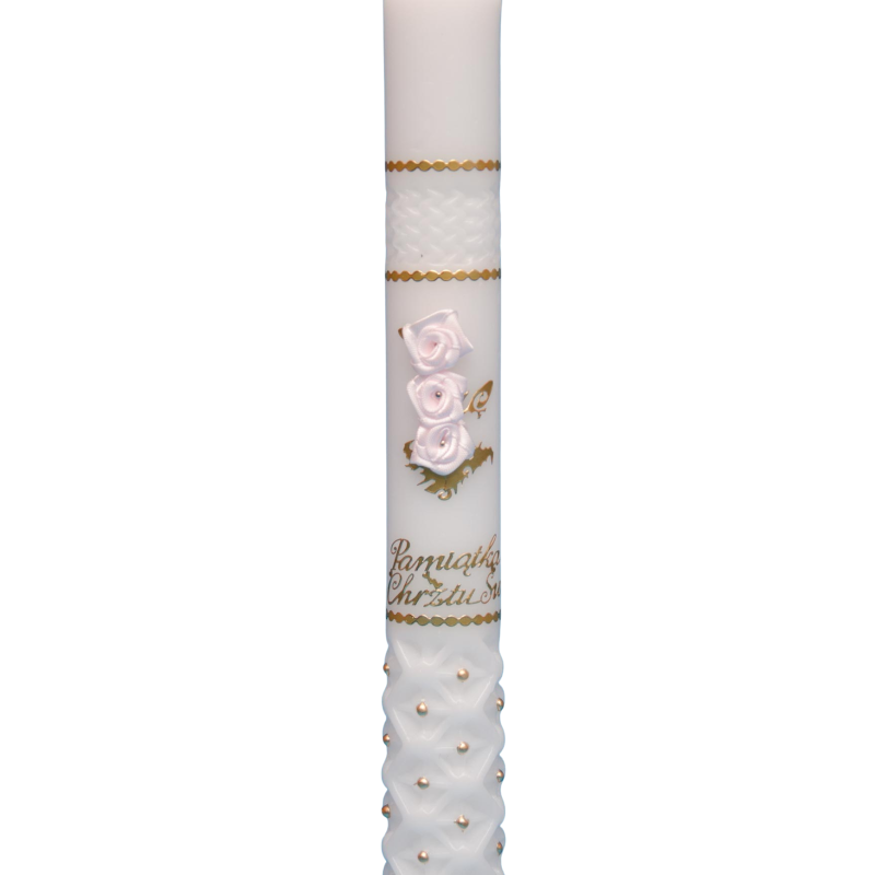 Świeca z różowymi różyczkami