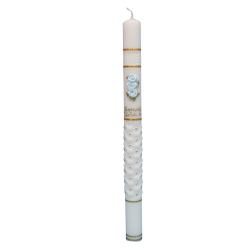 Świeca z niebieskimi różyczkami