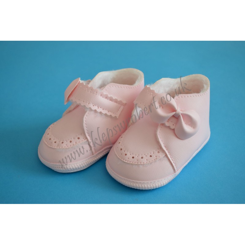 Buciki skórzane zimowe różowe