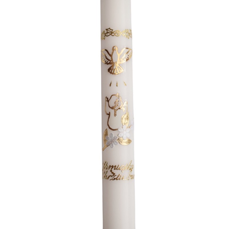 Świeca do Chrztu-biały kwiatek